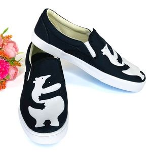 Bucketfeet Black and White Hug Unisex Slip On Sneakers Size 11.5